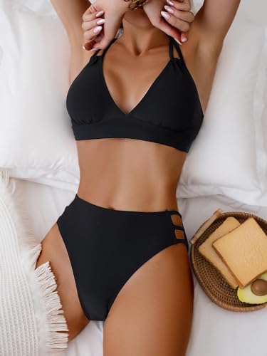 Cheeky Back Cross Bikini Sets for Women with Sexy High Waisted High Cut Side Straps Bottom3