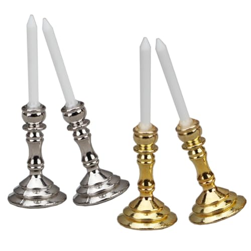 Toyvian 2 Pares Accesorios de casa de muñecas sujetavelas candelabro cónico Accesorios cocinita Accesorios muñecos Accesorios para casa de muñecas candelabro de casa de muñecas el plastico