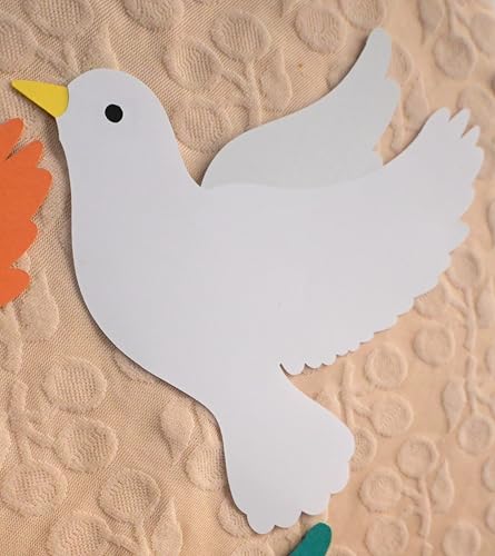 Image of Paper Pigeon Cutout Decorations | Republic Day | Independence Day | Patriotic Theme | Green Orange Yellow | Pack of 12