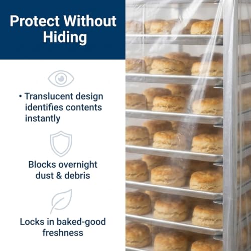 Image of FSE Disposable Commercial Grade Sheet Pan /Bun Pan Rack Covers, 20.25 inch W x 26 inch D x 69 inch H, Clear, 50 Count