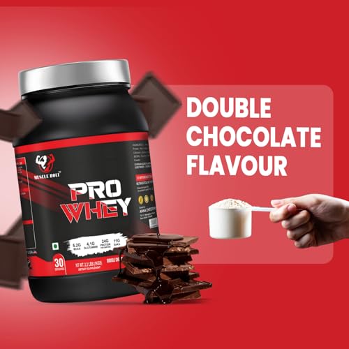 Image of Pro Whey Protein (1Kg / 2.2 lbs Double Chocolate 30 Serving) with 24g Protein, 5.2g BCAA | Muscle Growth |Muscle Recovery| Easy Digestion |4.1g Glutamine for Increase strength & Performance