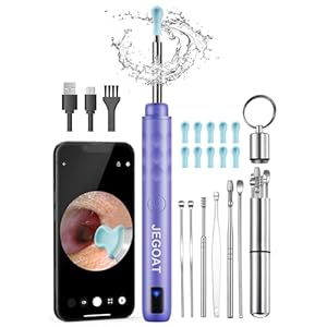 Ear Wax Removal Tool Camera, Ear Cleaner with Camera, Ear Cleaning Kit 1296P HD Ear Scope, 6 LED Lights and 12 Ear Picks, Earwax Removal with Otoscope to Earify Earwax for iOS and Android