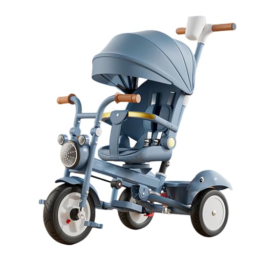 Sariny 三輪車 手押し棒付き子供用三輪車 折りたたみ 0ヶ月〜6歳 かじとり 手押し棒 おしゃれ 3in1 自転車 乗用玩具 幼児用 キッズバイク プレゼント おもちゃ 1年 お祝い ギフト (B(ディナープレート付き))