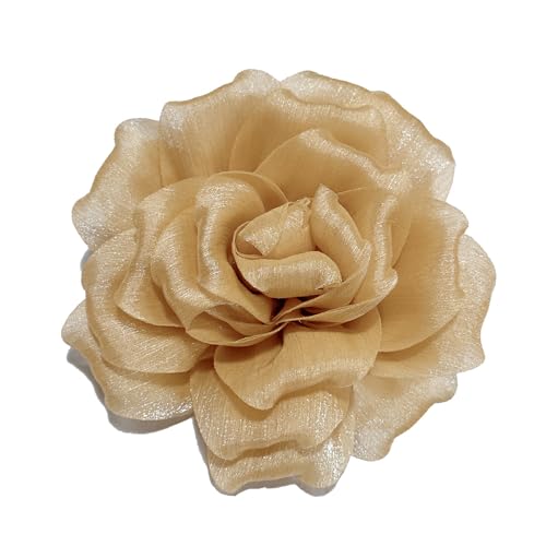 Image of Flash Camellia Flower Brooch Pin for Women Men Elegant Texture Fabric Dahlia Rose Floral Brooches Lapel Pins Dainty Wedding Holiday Party Costume Dress Accessories Jewelry