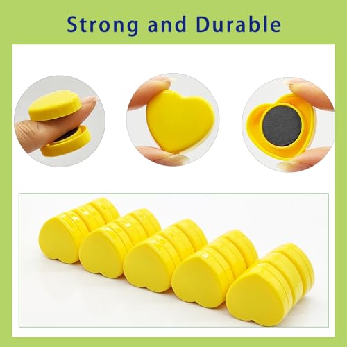PYJLBX Strong Fridge Magnets, 30Pcs Yellow Heart Whiteboard Magnets - Image 2