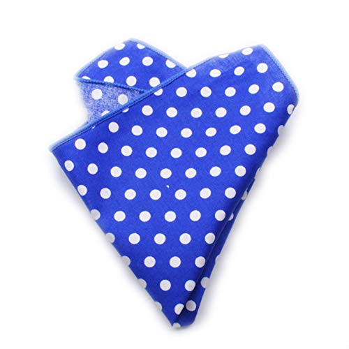 Pochette Fazzoletto da Taschino Uomo Blu a Pois Bianchi Lucida