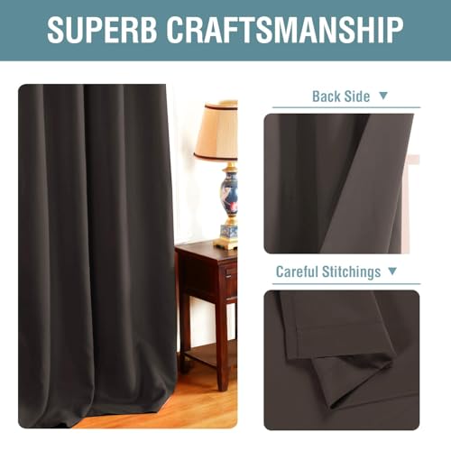 Image of H.VERSAILTEX Brown Blackout Curtains for Living Room 120 Inches Length, Blackout Curtains for Bedroom Curtains & Drapes Thermal Insulated Drapes - Chocolate Brown, 1 Panel, 52 inch W x 120 inch L