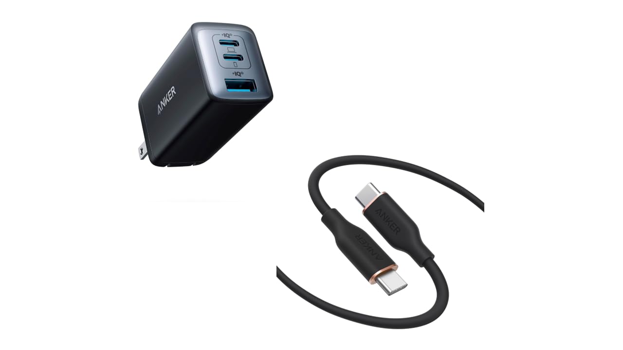 Anker USB C Charger Nano II 65W PPS 3-Port Fast Compact Foldable Wall Charger Anker USB C Cable