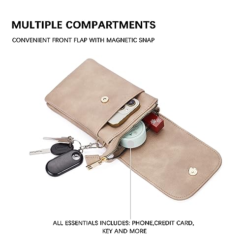 Image of BOSTANTEN Vegan Leather Small Crossbody Bags for Women Designer Cell Phone Bag Wallet Purses Adjustable Strap, A-08-pale Brown, Small, Cross Body Bag Women