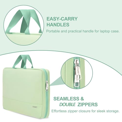 Image of Ytonet Laptop Case 15.6 inch, TSA Water Resistant Laptop Sleeve with Handle | Compatible with MacBook, HP, Dell, Lenovo, Asus Notebook, Computer Carrying Bag, Gifts for Men Women, Mint Green