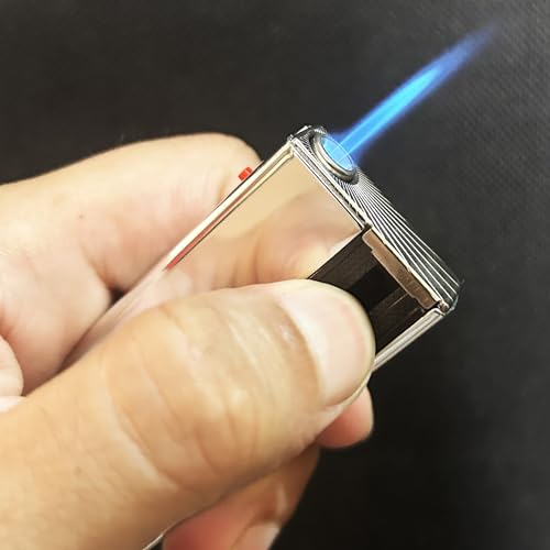 Image of Windproof Jet Flame Refillable Slide Button Cigarette Lighter Pocket Lighter (Silver)