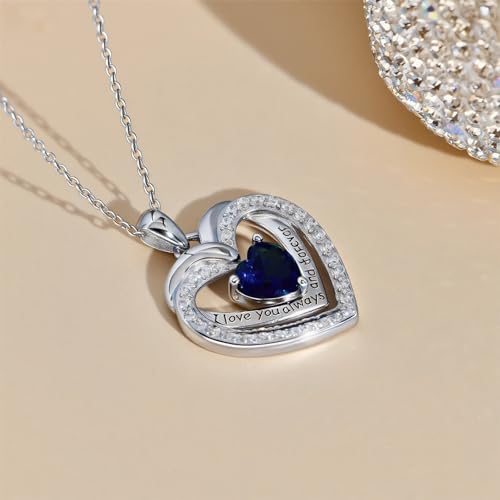 E Birthstone Necklace Sterling Silver Love Heart Necklace, Birthday Wedding Anniversary Mothers Day Jewelry Gifts for Wife Girlfriend Mom Women Her4