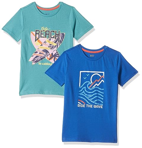 Image of Amazon Brand - Symbol Graphic Regular Fit Boys 100% Cotton Printed Half Sleeves T-Shirt | Age 2-16 Years