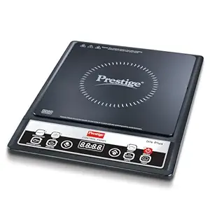 Prestige Iris Plus 1600 Watts Induction Cooktop with Automatic Voltage Regulator | Indian Menu Option |Anti-Magnetic Wall | Timer with User Pre-set | 1 Year Warranty | Black