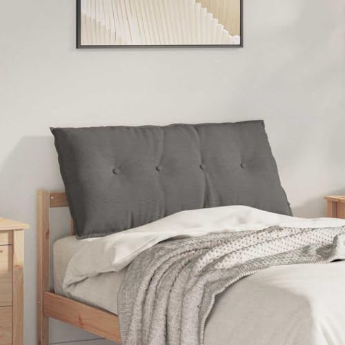 Coussin de dos grand format 100x50 cm rectangulaire gris en velours côtelé - 2