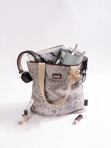 Image of ZOUK Ivy Tote Bag for Women | Handcrafted Jute Khadi with Vegan Leather Handles | Lightweight, Foldable & Travel-Friendly Everyday Carry Bag |