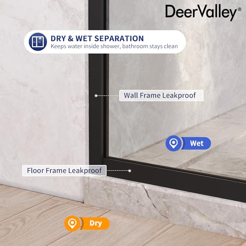 Image of DeerValley 34 inchx74 inch Semi-Framed Fixed Glass Shower Panel