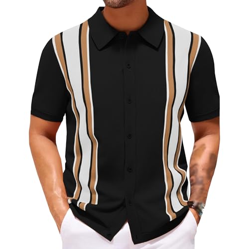 Polo de vacances en tricot pour homme avec boutons et col à revers