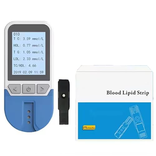Cholesterol Test Meter, Multifunction Lipid Monitor Meter Kit for TC TG HDL LDL, Blood Lipid Tester with 25 Strips, 200 Sets Of Memory Values, For Home Lipid Analyzer Health