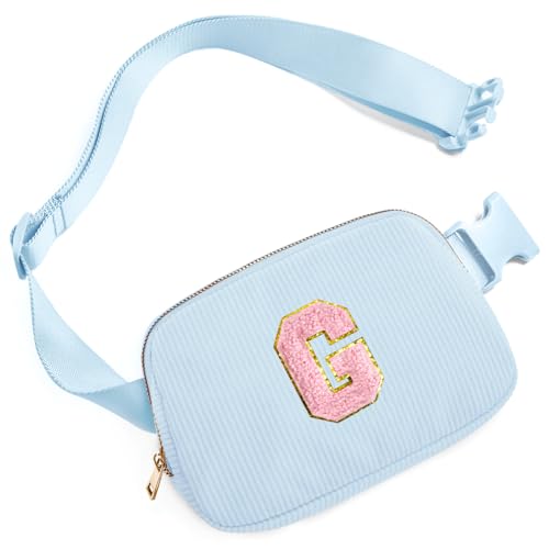 Image of Gitus Birthday Gifts for 10 11 12 13 14 15 16 Year Old Girls Personalized Gifts for Women Initial Fanny Pack Crossbody Bag Belt Bag Cute Preppy Stuff for Teen Girls Teenage Girl Gifts (Icing Blue-G)