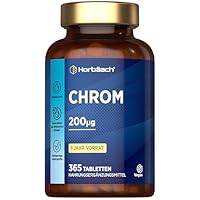 Chrom Tabletten aus Chromium Picolinate 200 mcg | 1 Jahr Vorrat - 365 Vegan Tabletten | Hochdosiert Chrom Picolinat | ohne unnötige Zusätze | Horbaach