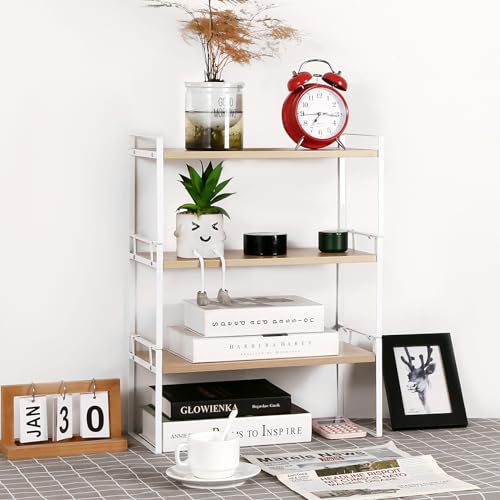 Image of YGYQZ Wood Office Desk Shelf Organizer - Desktop Supplies Cute Dresser Top Organization Storage Rack and Cubicle Decor Aesthetic Bookshelf for Women Man and Kids