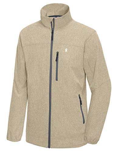 Little Donkey Andy Men's Lightweight Windbreaker, Quick-Dry Stretch Jacket for Hiking Travel Work, UV Protection Khaki Size L