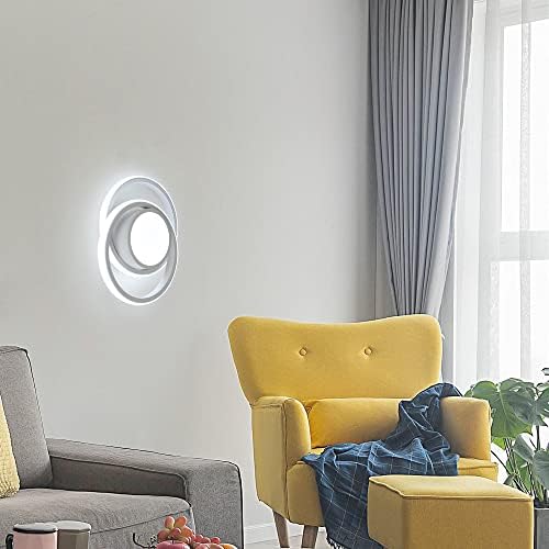 Modern Led Ceiling Light, 32W 2600LM White Double Round Creative Design Acrylic Led Ceiling Lamp in Aluminum, 6000K Cool White Aisle Led Lighting for Hallway, Entrance, Office, Bedroom, Kitchen