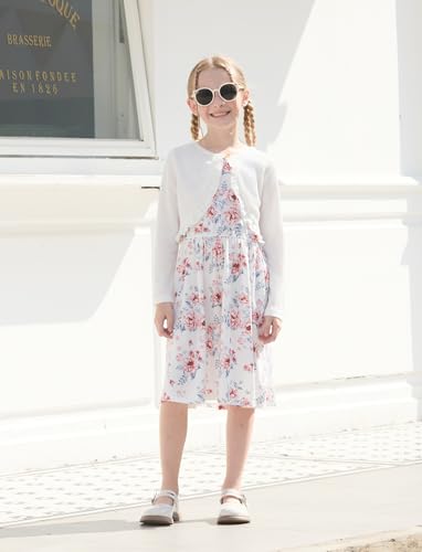 PATPAT Girls Cardigan Bolero Size 2-14 Years Kids Knit Long Sleeve Ruffle Open Front Button Cover Up Cropped Tops for Girls2