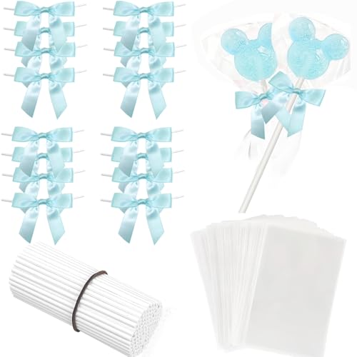 100 Sets Cake Pop Sticks and Treat Bags Kit Including 100