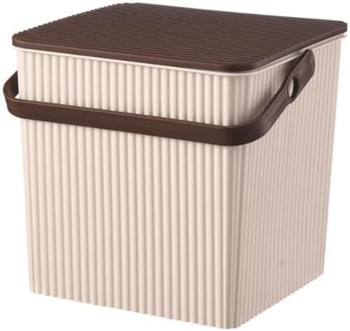 MLTUN MAKAN 蓋付き入浴用スツール 幼稚園のおもちゃ 四角い釣り用厚みのあるポータブルランドリー収納バケツ 防災 盗難防止 洗車 洗濯 つけ置き洗い 掃除 洗濯槽 大容量 日用品 ガーデニング 多機能 (ミルクティー+コーヒー,スクエアバケツ)