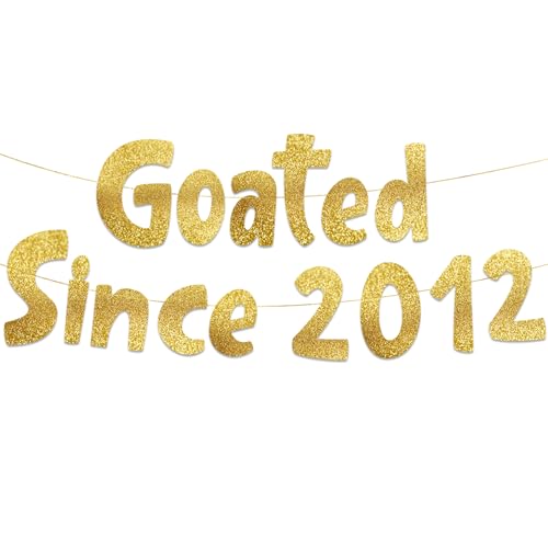 Image of Pre-Strung Goated Since 2012 Gold Glitter Banner - 14th Birthday and Anniversary Decorations for Teen Boys and Girls - Party Supplies and Gifts