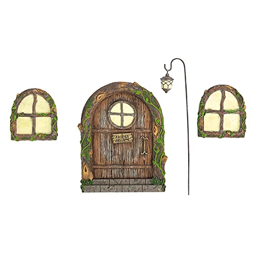 monshop Porta in Miniatura per Folletto, Porta Fate Giardino Finestra Miniatura, Casa degli Elfi - Decorazione da Giardino A Forma di Porta per Fatina su Alber