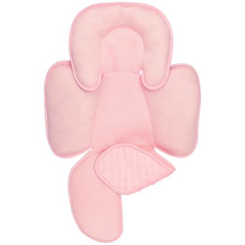 Image of WINGHENLEE 2-in-1 Baby Carseat Head Support, Infant Car Seat Insert for Girls Boys, Soft Babies Neck Support and Body Cushion for Stroller, Baby Swing, Bouncer (Pink)