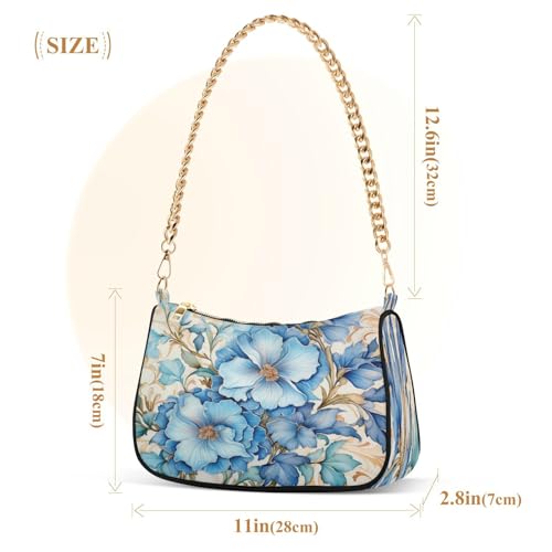 Image of Shoulder Bags for Women Flower Floral Hobo Tote Handbag Small Clutch Purse with Zipper Closure