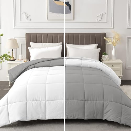 Image of Razzai All-Season Comforter 220 GSM | Super Soft Fluffy & Lightweight Comforter Double Bed Comforter (92 inch x 106 inch Inches /233cm x 269cm) - King Size Comforter |Silver /White