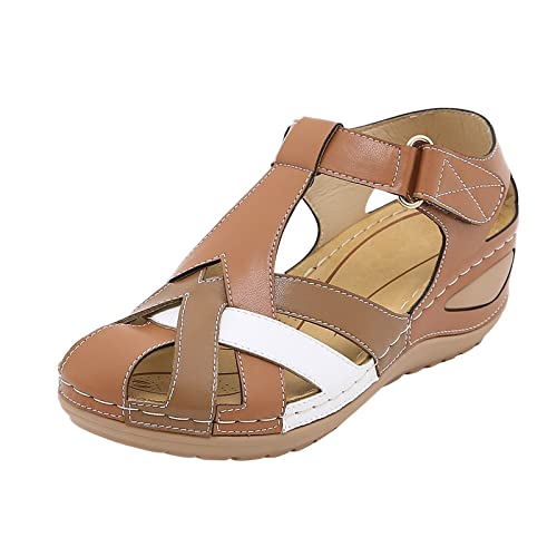 Sandals for Women Wedge Hook & Loop Womens Platform Sandals Wedges Sandals Walking Sandals Women Fashion Flip Flops Sandles Womans Slides Women's Athletic & Outdoor Sandals & Slides Summer(Coffee,7.5)