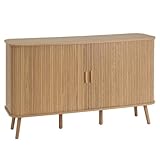 LOLAhome Aparador Natural con 2 Puertas persiana enrollables de MDF de 140x40x81 cm