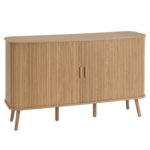 LOLAhome Aparador Natural con 2 Puertas persiana enrollables de MDF de 140x40x81 cm