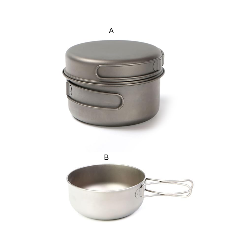 Tragbares Kochgeschirr, Topf, Schüssel, leichtes Geschirr, Utensilien, reines Titan, Wandern, Picknick, Reisen, Trekking, Grillen, Sport, Topf, 1000 ml