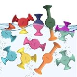 BUNMO Bath Toys Suction - Connect, Build, Create - Toddler Bath Toys - Hours of Fun & Creativity - Fine Motor Skills - Stimulating Sensory Toys - Non-Mouthable Toy 3+ - Color Changing 10 Pack