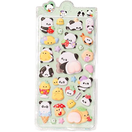 おしりシール ぷにぷに 夜光 暗闇で光る ももプリッツ 立体シール スクイーズ風 ぷにぷに触感 蓄光 桃尻 ハート 型ストレス解消 手帳デコ スマホケース かわいい 動物 いぬ パンダ (愛らしいパンダ)