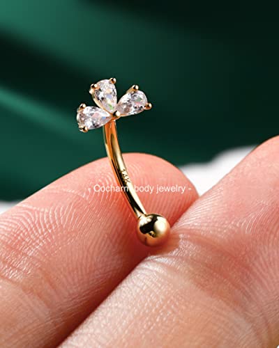 Cocharm 14K Gold Rook Earrings For Women 16G Yellow Gold Flower Rook Piercing Gold 14K Rook Jewelry 14Kt Gold Rook Jewelry 16 Gauge 8Mm Rook Barbell #TOP3