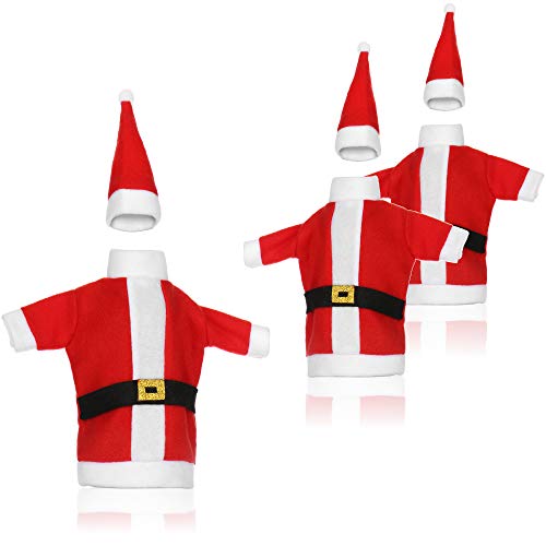 com-four® 3X Tapa de Botella de Vino con Abrigo de Papá Noel...