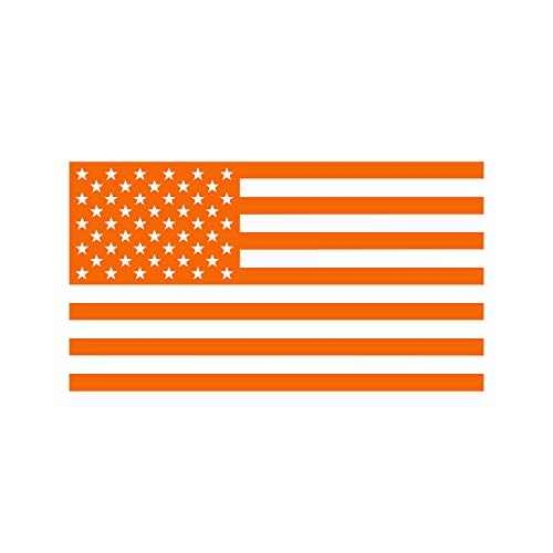 Image of American US Flag [Pick Color /Size] Vinyl Decal Sticker for Laptop /Car /Truck /Window /Bumper (5in x 2.8in, Matte Orange)