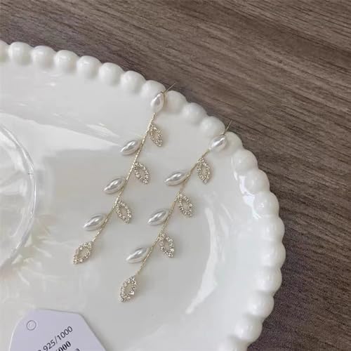 Wedding Earrings for Brides、Bridal Bridesmaid Earrings for Wedding Crystal Cubic Zirconia Bridal Drop Earrings for Women Prom Pearl earring 5