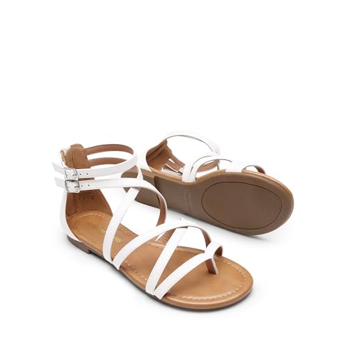 DREAM PAIRS Women's Dressy Gladiator Summer Cross Strappy Sandals Comfort Flat Casual Beach Fisherman Thong Sandals4