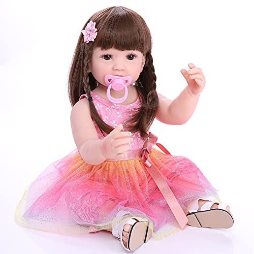 ZIYIUI 22 Zoll 55 cm Realistische Reborn Babypuppen Silikon Vinyl Reborn Baby Mädchen Handgemacht Junge Mädchen… – Bild 7