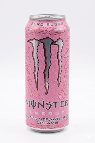 Monster Energy Ultra Strawberry Dreams, Zero Sugar, Strawberry Flavour, with Taurine, Ginseng, Caffeine, L-Carnitine and B Vitamins, 500ml
