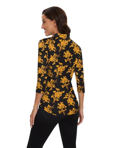 Image of Soneven Womens Golf Polo Shirts 3 /4 Long Sleeve V Neck Button Down Shirts Business Causal Work Blouses Tops